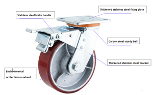 Heavy Duty Caster Rodas 4/5/6/8 Polegadas Pode Ser Personalizado Giratória Núcleo de Ferro VERMELHO Roda DO PLUTÔNIO rodízio Do Trole - Product Image 2