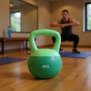 6kg Two-Color PVC <b>Kettlebell</b> in Green Dual-Color Design for Enhanced Visual Appeal - Product Image 2
