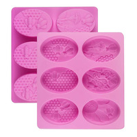 Moule à savon ovale 3D en silicone 6 cavités, sans BPA, nid d'abeille, pour gâteau à savon, fait main, vente en gros