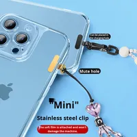Correa para Teléfono con Logotipo Personalizable, Mini Espaciador de Acero Inoxidable, Clip Silencioso, Colgante, Adhesivo Trasero, Conector Metálico Delgado y Resistente