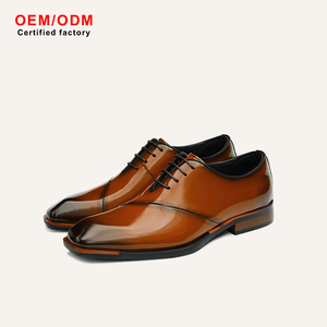 Zapatos Oxford de Negocios para Hombre, Estilo Británico, con Cordones, Punta Cuadrada, Impermeables, Transpirables, Cómodos, con Aumento de Altura, de Piel Vacuna, Personalizados OEM - Product Image 1
