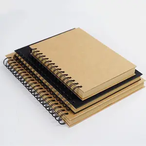 Wholesale Retro Wire Binding Spiral Sketchbook Kraft Paper Cover Recycled Coil Diary Journal Notebook