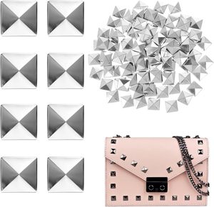 COHEALI Pcs Silver Pyramid Spike Flatback <b>Studs</b> In Metal Rivet <b>Studs</b> For Leathercraft DIY Clothing <b>Bags</b> Shoes Belt Accessories - Product Image 4