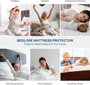 Protège-matelas imperméable hypoallergénique Queen King, <span class=keywords><strong>housse</strong></span> en microfibre <span class=keywords><strong>anti</strong></span>-punaises <span class=keywords><strong>de</strong></span> <span class=keywords><strong>lit</strong></span>, respirant, lavable, vente en gros - Product Image 6