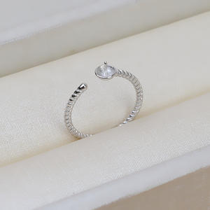 Simple S925 Silver Ring with Opening Fried Dough Twists Open Mouth DIY <b>Pearl</b> <b>Jewelry</b> Accessories 96 Empty Tray - Product Image 4
