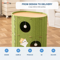 Maison pour chat en feutre multi-niveaux, style dessin animé moderne, avec lit-caverne, empilable, pour l'intérieur, pour dormir et grimper, lavable et respirante