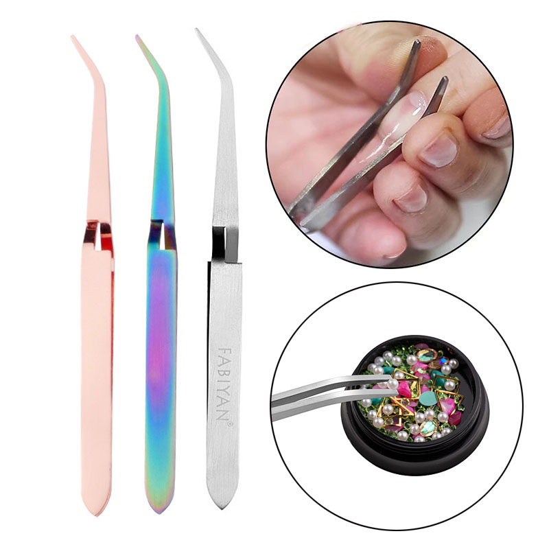 Профессиональные Многофункциональные пинцеты из нержавеющей стали для дизайна ногтей, 5 шт./компл., аксессуары, инструменты для маникюра, оптовая продажа