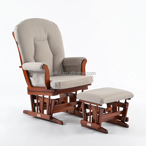 Fauteuil pivotant et inclinable en tissu avec base en bois pour chambre d'enfant et salon - Product Image 1