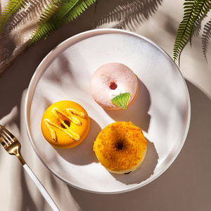 Plat de service Support de Pied Blanc Mat Restaurant Banquet Céramique Désert Gâteau Assiette Creuse Avec Support - Product Image 2