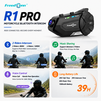 FreedConn R1 Pro 2K 140 ° Lunettes de moto avec interphone grand angle 1000 mètres, full duplex, étanches, avec musique