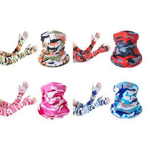 Summer Outdoor Sun Protection Sleeves Ice Silk Neck Warmer Combo Extra Long Finger Exposing Cycling Face Mask Unisex Adult - Product Image 2