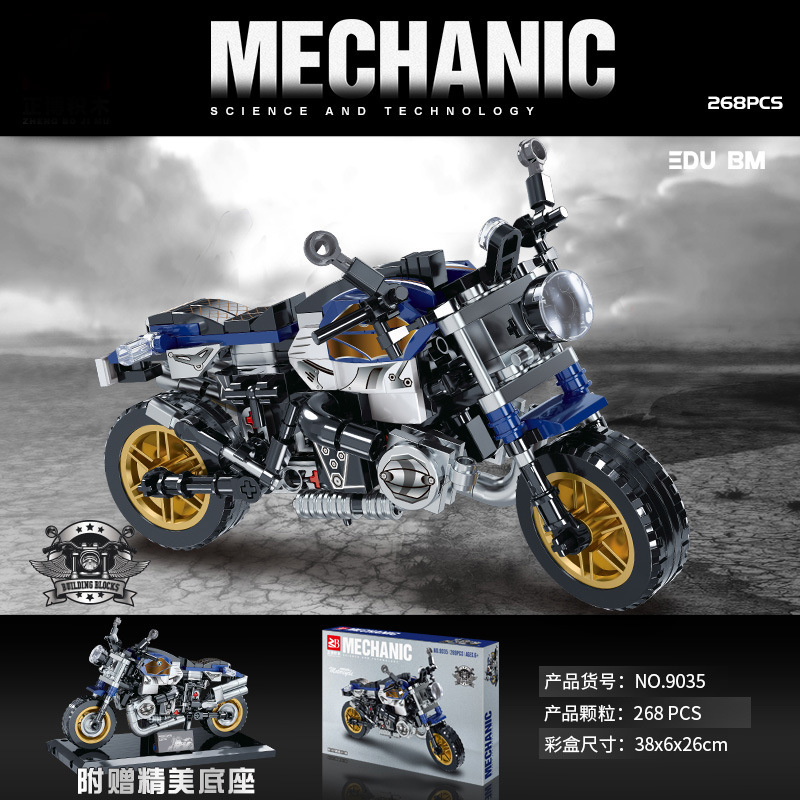 blue-and-white cool motorcycle-diy assembly