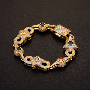 European American <b>Cross</b>-border Hip-hop Hot Colorful Zircon Copper <b>Chain</b> Unisex Necklace & Bracelet With - Product Image 3