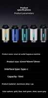 Diffuseur de voiture USB MAONOAL M80 10ml avec clip de ventilation, lumière LED portable, plastique écologique noir, purificateur d'air, 1 an de garantie, piles aromatiques