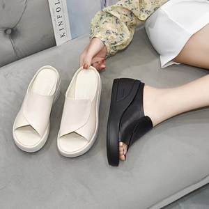 Nouvelles femmes sandales femmes pantoufles noir plate-forme compensée bout ouvert femmes orthopédie fond épais plage talons hauts diapositives - Product Image 3