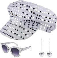 Chapeau à paillettes rétro disco des années 70 et 80, chapeau de scène vintage pour Halloween, carnaval, fête costumée, couvre-chef unisexe