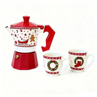 Ensemble de cafetière Moka OEM ODM en alliage d'aluminium avec tasse en céramique borosilicate, kit cadeau pour la maison, les voyages et le camping