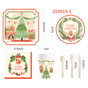 DAMAI - Juego de Platos de Papel Desechables Cuadrados y Redondos para Postres, Decoración para Fiestas Navideñas - Product Image 6