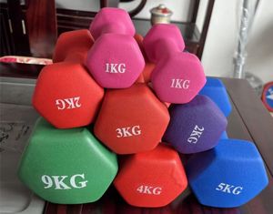 High Quality Gym Home Colorful Exercise Hexagonal Vinyl Cast Iron <b>Weight</b> Colorful Neoprene Coated PVC Dumbbells Set - Product Image 4