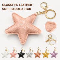 Porte-clés étoile à cinq branches en cuir PU brillant effet craquelé, pendentif étoile gaufré, breloque pour sac et clés de voiture, accessoires cadeaux DIY