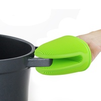 Guante aislante de silicona de dibujos animados resistente a altas temperaturas, suministros de cocina, Clip de mano para microondas para hornear punteado, stock listo