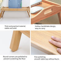 Plateau de service en bambou avec pieds pliables, écologique et durable, table pliable de qualité commerciale pour le petit-déjeuner et le dîner