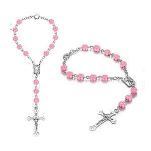 Rose <strong>Beads</strong> Rosary Bracelet for Car Catholic Religious - Product Image 2