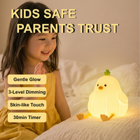 Veilleuse LED en silicone en forme d'oiseau ail en forme de dessin animé, avec contrôle tactile, intensité réglable, rechargeable par USB, lampe de chevet, cadeau pour chambre d'enfant, vente en gros, OEM, ODM
