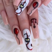 Ongles de doigt 100% ongles en acrylique grossiste fait à la main tête de citrouille fantôme acrylique longs ongles d'hiver usine