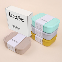 École Portable 800ml 3 Compartiment Conteneurs De Stockage Des Aliments Sans BPA Silicone Bento Boîte À Lunch Enfants Boîte À Lunch Isolée Ensemble