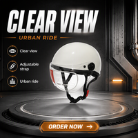 Nouveau casque de moto blanc demi-face avec visière HD - Coque légère en ABS, doublure en mousse, casque ouvert pour scooter pour hommes et femmes