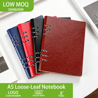 Carnet de notes/agenda professionnel A5 A6 personnalisé avec logo, reliure à anneaux, couverture rigide en cuir PVC, organiseur à feuilles mobiles