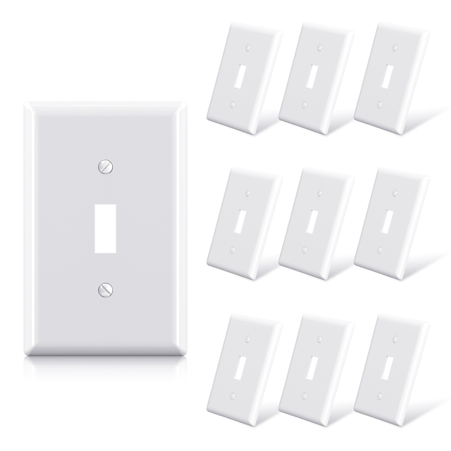 ELEGRP 10 Pack Toggle Light Switch Wall Plate, 1-Gang Weatherproof Switch Cover, UL Listed Replacement Faceplate