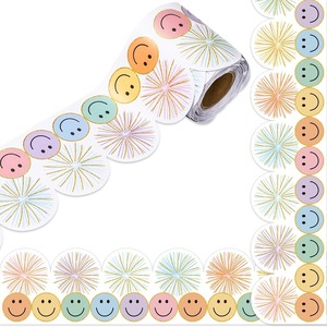スマイリーフェイス ボーダーシール ロールタイプ 掲示板 装飾用 7.5cm 学校 オフィス用 - Product Image 4