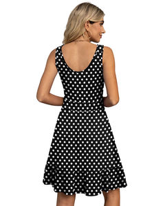 Jupe élégante à plis superposés cintrée à la taille, longueur genoux, mode directe d'usine, robe fluide sans manches pour femmes, été - Product Image 3