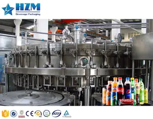 Auto 3 In 1 Glass PET Bottle Carbonated Gas CO2 Soft Drink Cola Beverage Washing Filling Capping Packing Machine