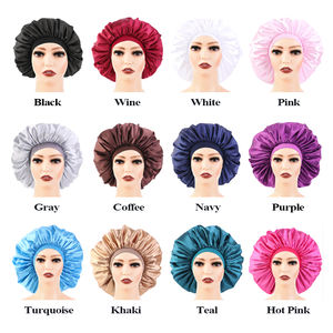 Düz renk geri dönüşümlü ipeksi kaput çift katmanlı uyku gece kap kıvırcık Springy saç için golf sopası kılıfı Bonnets şapka - Product Image 5