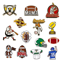 Pins en émail sportifs à faible MOQ, pins de revers baseball et rugby, badges rétro athlètes et trophées, pins décoratifs pour casquettes et sacs à dos