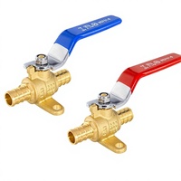 Robinet à bille PEX à sertir 1/2 po avec oreilles de fixation, rouge et bleu, niveau |   Vanne d'arrêt à passage complet ASTM F1807-VALVE211(20) Fabriquée en Chine