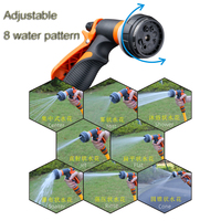 Pistolet d'arrosage de jardin en plastique à 8 modes de pulvérisation - Tête de tuyau d'arrosage polyvalente avec contrôle de débit réglable et modes de pulvérisation variables pour