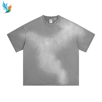 Ensembles de t-shirts pour hommes Vintage Heavyweight Washed Distressed Spray Casual Street Oversized Vintage Two Piece Shorts