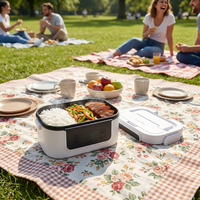 Chauffe-repas électrique portable 1,2 L/1,6 L, sans fil, rechargeable, boîte à bento thermique pour le bureau