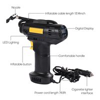 Compresseur d'air numérique sans fil 150W 150PSI en métal pour voiture, gonfleur de pneus portable avec tuyau de 35 cm, 2 adaptateurs de buse et 1 aiguille sport