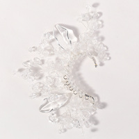 Boucles d'oreilles manchette en alliage transparent avec motif floral, pour oreilles non percées, style bohème féerique fait main, bijoux pour femmes