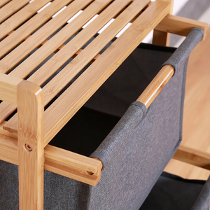 Slim 3 sezione vendita multifunzione OEM Rack 3 cassetti cesto della biancheria cesto in legno di bambù cassetto angolo <span class=keywords><strong>bagno</strong></span> mobili - Product Image 3