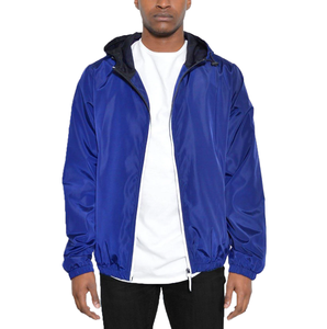 Coupe-vent décontracté tissé à capuche pour homme avec fermeture éclair et logo frontal, service OEM - Product Image 3