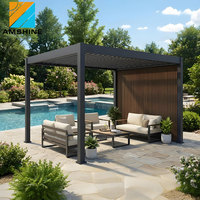 Pergola électrique d'extérieur motorisée avec lames orientables, imperméable, en aluminium, pour jardin, offrant une protection contre les intempéries