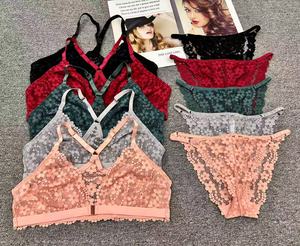 مخزون بسعر منخفض طقم حمالة صدر دانتيل اروبي مختلط عالي الجودة للفتيات ملابس داخلية نسائية مثيرة مقاس كبير - Product Image 1