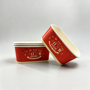 Bol en papier kraft rectangulaire de haute qualité, qualité alimentaire, avec couvercle, boîte à emporter jetable, logo personnalisé, directement de l'usine - Product Image 1
