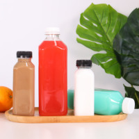 Botellas de Plástico Transparente Cuadradas Francesas Vacías de 250 ml y 500 ml para Jugo, Bebidas Energéticas, Refrescos y Café Frío para Negocios